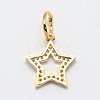 CZ Brass Micro Pave Cubic Zirconia Five-Pointed Star Charms ZIRC-L018-07G-2
