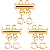 3Pcs 2 Holes Brass Slide Lock Clasps KK-BBC0027-60A-1