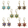 Star of David Evil Eye Handmade Glass Seed Beads with Lampwork Hoop Earrings EJEW-MZ00389-2