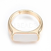 Natural Shell Rectangle Adjustable Ring RJEW-T001-97G-1