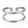 304 Stainless Steel Double Line Open Cuff Ring RJEW-N040-20-2