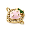 Brass Micro Pave Clear Cubic Zirconia Fruit Connector Charms KK-I276-15P-B02-2