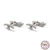 Rhodium Plated 925 Sterling Silver Micro Pave Clear Cubic Zirconia Stud Earring Findings STER-Q192-19P-1