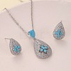 Brass Micro Pave Cubic Zirconia Pendant Necklaces & Stud Earrings Sets FS-WGE5CB1-01-3