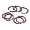 Dyed Wood Round Beads Stretch Bracelets BJEW-JB04839-1