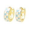 Tartan Pattern Enamel Chunky Hinged Huggie Hoop Earrings for Women EJEW-P196-22G-03-1