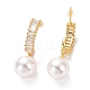 Clear Cubic Zirconia C-shape with Plastic Pearl Dangle Stud Earrings EJEW-A072-10LG-A-2
