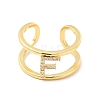 Clear Cubic Zirconia Initial Letter Open Cuff Ring RJEW-A012-01G-F-1