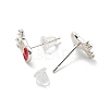 Christmas Theme Brass Stud Earrings EJEW-D062-01I-S-2