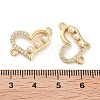 Rack Plating Brass Micro Pave Clear Cubic Zirconia Heart Connector Links KK-Z064-44G-3