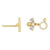 Brass Micro Pave Clear Cubic Zirconia Toggle Clasps KK-N259-14-3