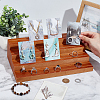 4-Tier Wood Jewelry Earring Display Card Display Risers ODIS-WH0025-179B-02-3