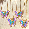 Alloy Enamel Butterfly Pendant Necklaces for Women WG304A4-08-2