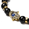 Natural Black Onyx Beads Stretch Bracelet for Men Women BJEW-JB06884-4
