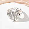 Brass Micro Pave Cubic Zirconia Cuff Open Rings for Women CU-CBA760A-13C-P-3