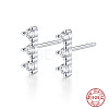 Platinum Rhodium Plated Sterling Silver Micro Pave Cubic Zirconia Stud Earrings for Women OU2217-2-1