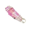 2Pcs Electroplated Natural Quartz Crystal Dyed Copper Wire Wrapped Pendants PALLOY-JF03170-02-5