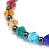 4Pcs 4 Color Glass Bicone & Brass Round Beaded Stretch Bracelets Set for Women BJEW-JB08712-5