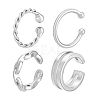 4Pcs 4 Styles 925 Sterling Silver Cuff Earrings EJEW-PH0001-38P-6
