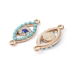 Alloy Connector Charms with Capri Blue Rhinestone and Synthetic Turquoise FIND-YW0003-50-2