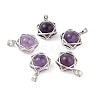 Natural Amethyst Round Pendants G-M440-04F-P-1