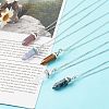 Bullet Shaped Natural Mixed Gemstone Pendant Necklaces NJEW-JN03570-7