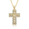 Brass Micro Pave Clear Cubic Zirconia Heart Cross Pendant Necklaces FS-WG8523C-03-1