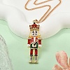 Alloy Enamel Christmas Nutcracker Pendant Necklaces NJEW-L048-01G-01-3