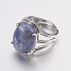 Natural Sodalite Wide Band Finger Rings X-RJEW-K224-A11-1