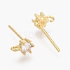 Brass Micro Pave Clear Cubic Zirconia Stud Earring Findings ZIRC-L098-042G-2