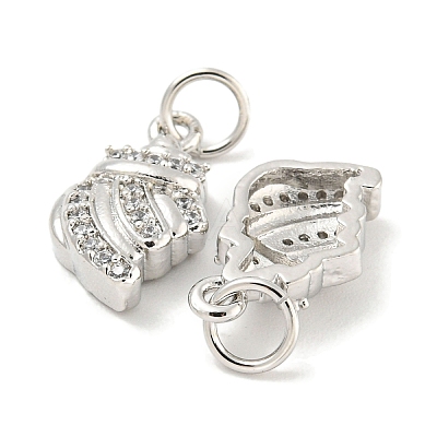 Rack Plating Brass Micro Pave Clear Cubic Zirconia Pendants KK-B093-18P-1