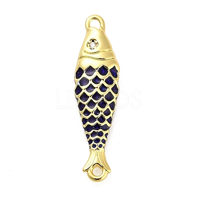 Brass Enamel Fish Connector Charms KK-H527-11G-02-1