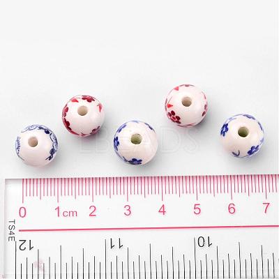 Mixed Color Handmade Printed Porcelain Round Beads X-PORC-CF187Y-CF190Y-1