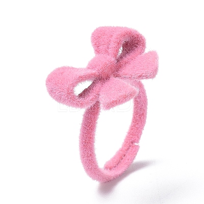 Bowknot Flocky Adjustable Rings RJEW-G117-02-1