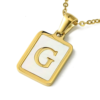 Ion Plating(IP) Rectangle with Initial Letter 304 Stainless Steel Pendant Necklace NJEW-R265-04G-G-1