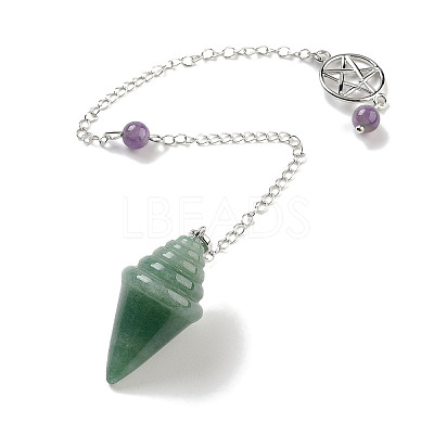 Natural Green Aventurine Pointed Dowsing Pendulums G-K338-13P-02-1