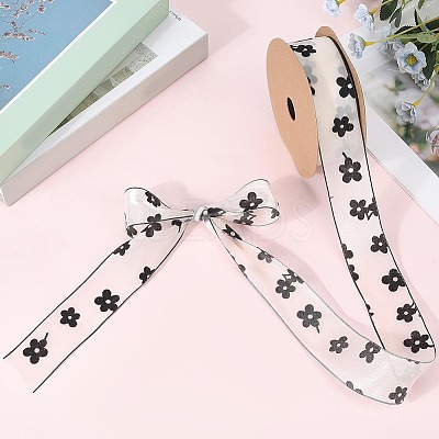 1Roll Printed Polyester Chiffon Ribbons OCOR-CY0002-35D-1