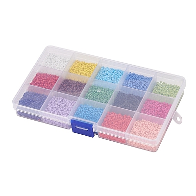 195G 15 Colors Glass Seed Beads SEED-YW0001-11C-1