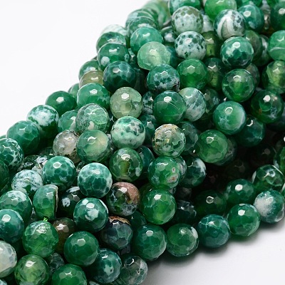 Dyed Natural Fire Crackle Agate Faceted Round Beads Strands G-E320C-12mm-01-1