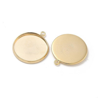 Flat Round Brass Pendant Cabochon Settings KK-K414-14G-G-1