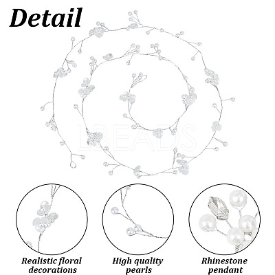 1Pc Wedding Bridal Flower Pearl Headband Hair Vine OHAR-GO0001-07-1