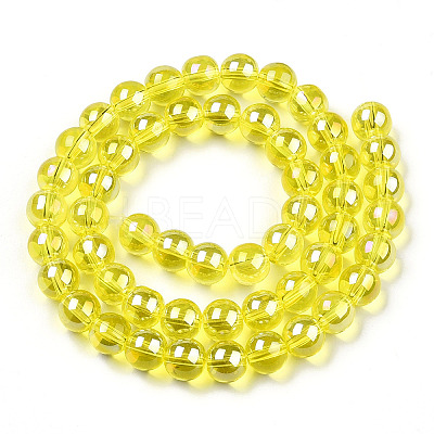 Electroplate Transparent Glass Beads Strands GLAA-T032-T8mm-AB12-1