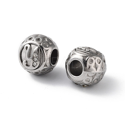 304 Stainless Steel Rhinestone European Beads STAS-A092-10Y-P-1