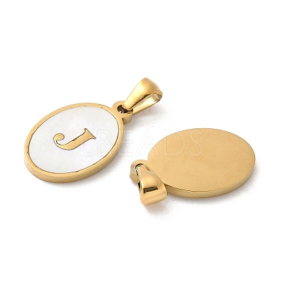 Natural Shell Oval with Initial Pendants STAS-I351-23G-J-1