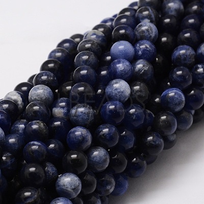 Natural Sodalite Round Beads Strands X-G-E329-8mm-39-1