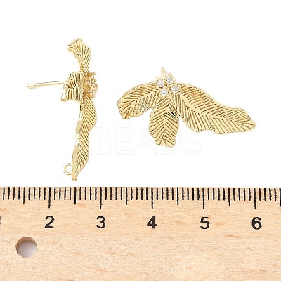 Brass Micro Pave Clear Cubic Zirconia Stud Earring Findings LS-KK-Z106-02G-04-1