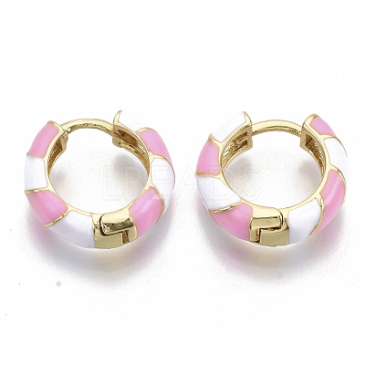 Brass Huggie Hoop Earrings EJEW-S209-04E-1