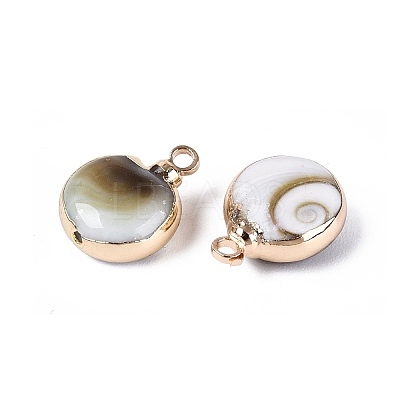 Electroplate Natural Sea Shell Pendants SSHEL-Q100-11B-KCG-1