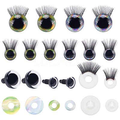 16 Sets 4 Style Plastic Doll Eye & Eyelashes DOLL-PH0001-33-1