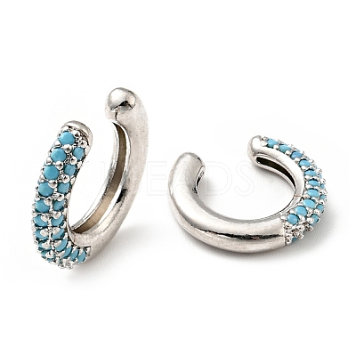 Cubic Zirconia C-Shaped Cuff Earrings EJEW-G295-19P-03-1